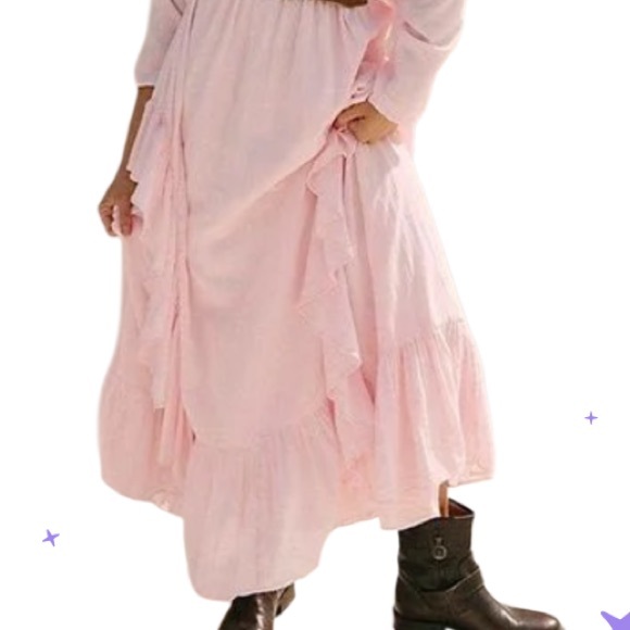 FREE PEOPLE SHORE CHIC TIERED MAXI DRESS PINK ML - Picture 5 of 8